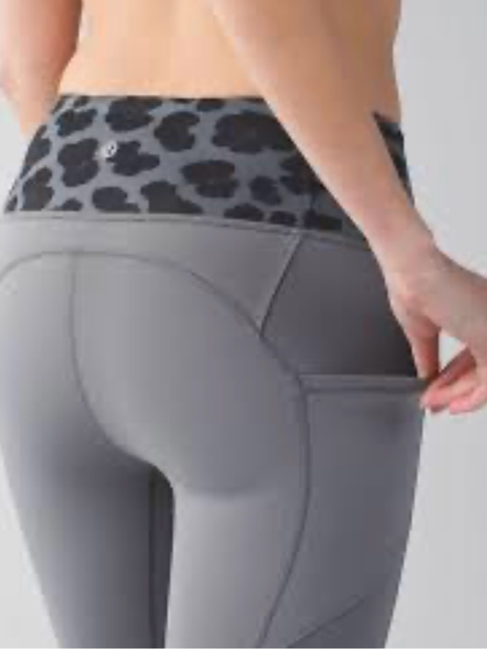 Lululemon All The Right Places Crop Leggings Gray with Leopard Waistband Size 6